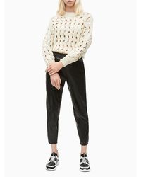 Calvin Klein Leder-Jogginghose - Schwarz