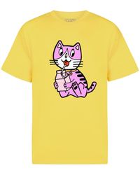 New Love Club Print-shirt 'carton cat' - Gelb