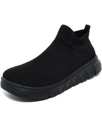 HUSKSWARE - Slip On Wide-Toe Sockenschuhe Für Damen Und Herren, Leichte Flyknit-Sneaker Mit Breiter Zehenbox, Bequeme Freizeitschuhe - Lyst