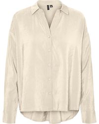 Vero Moda - Hemdbluse Oversize Hemd-Bluse VmQueeny Shirt V-Ausschnitt - Lyst