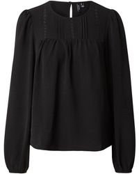 Vero Moda - Langarmbluse ALVA (1-tlg) Spitze, Cut-Outs, Drapiert/gerafft - Lyst