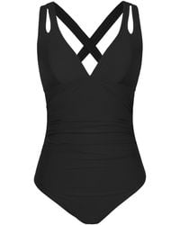 CUPSHE - Badeanzug Floral Ruched Crossback One-Piece - Lyst