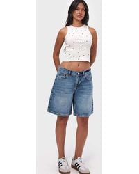 its basic - Its Basic Jeans Elasticated Baggy Denim Short - Lyst