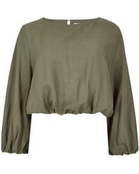 Apricot - Linen Blend Bubble Hem Crop Top - Lyst