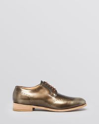 Max Mara Lace Up Oxford Flats - Agami - Metallic