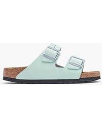 Birkenstock - Arizona Soft Foot-Bed Matcha Leather Two Bar Mules , Fabric - Lyst