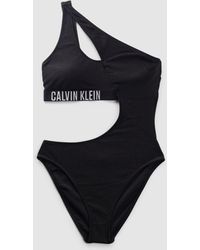 Calvin Klein Women's Cut Out Logo Tape Swimsuit - Blue