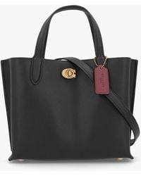 COACH - Polished Pebble Leather Willow Tote 24 Black - Lyst