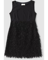 iBlues Maggy Mini Shift Dress With Textured Skirt - Black