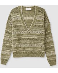 iBlues Women's Eolico Metallic Striped Sweater - Green