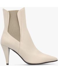 Daniel - Nelly Cream Leather Cone Heel Chelsea Boots , Leather - Lyst