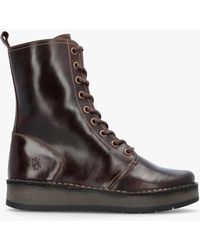 Fly London - Rami Dark Rug Leather Lace Up Ankle Boots , Leather - Lyst