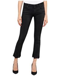 Replay Dominiqli Broderie Cropped Bootcut Jeans - Black