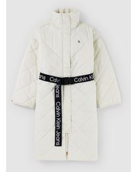 Calvin Klein Belted Quilted Coat - White