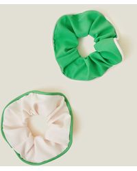 Accessorize - Women's Green 2-pack Piped Scrunchies - Lyst