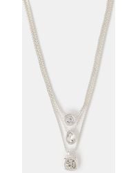Accessorize - 3-Pack Bezel Crystal Pendant Necklaces - Lyst
