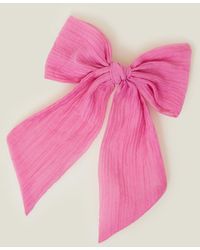 Accessorize - Pink Textured Bow Hair Clip - Lyst