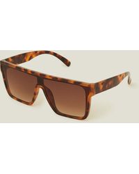 Accessorize - Women's Brown Flat Lense Visor Sunglasses - Lyst