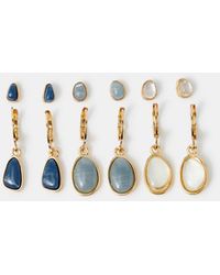 Accessorize - 6-Pack Mother Of Pearl Stone Stud & Hoop Earrings Set - Lyst