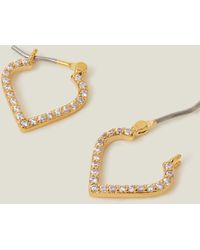 Accessorize - Women's 14ct Gold Plated Classic Brass Sparkle Mosaic Hoop Earrings - Lyst