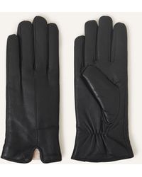 Accessorize - Black Leather Faux Fur-lined Gloves - Lyst