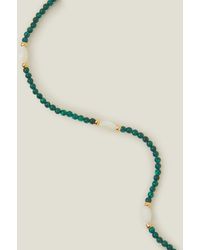 Accessorize - Green 14ct Gold-plated Pearl Station Necklace - Lyst