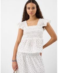 Accessorize - Frill Polka Dot Smocked Top - Lyst