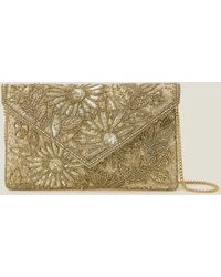 Accessorize - Women's Gold Tara Hand-beaded Clutch Bag - Lyst