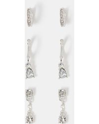 Accessorize - 3-Pack Stone Drop Hoop Earrings - Lyst