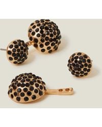 Accessorize - Black Double Stud Gem Drop Earrings - Lyst