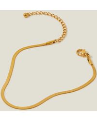 Accessorize - Women's Tan Stainless Steel Omega Chain Bracelet - Lyst