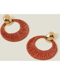 Accessorize - Women's Gold Raffia Doorknocker Earrings - Lyst