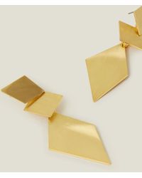 Accessorize - Women's Gold Brushed Diamond Drop Earrings - Lyst