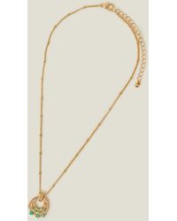 Accessorize - Women's Green Circle Mini Gem Pendant Necklace - Lyst