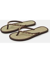 Accessorize - Bead Embellished Seagrass Flip Flops - Lyst