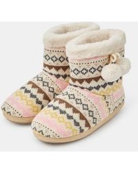 Accessorize - Fair Isle Faux Fur Slipper Boots - Lyst