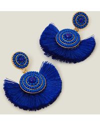 Accessorize - Women's Blue Beaded Fan Earrings - Lyst