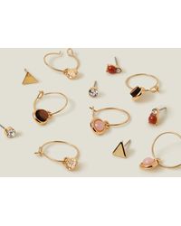 Accessorize - Women's Gold 6-pack Stud And Hoops - Lyst