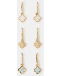 Accessorize - 3-Pack Mini Clover Charm Hoop Earrings - Lyst