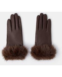 Accessorize - Faux Fur Cuff Leather Gloves - Lyst