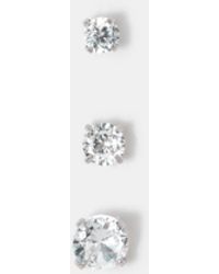 Accessorize - 3-Pack Platinum-Plated Surgical Steel Diamante Flatback Earrings - Lyst