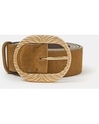 Accessorize - Textured Buckle Leather Belt - Lyst