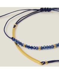 Accessorize - Women's Blue And 14ct Gold-plated Brass Pack Of 2 Cord Friendship Bracelets - Lyst
