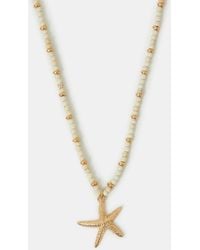 Accessorize - Starfish Pendant Bead Necklace - Lyst