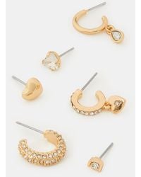 Accessorize - 6-Pack Heart Pavé Stud & Hoop Earrings - Lyst