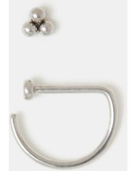 Accessorize - 2-Pack Titanium Nose Stud & Bar Ring - Lyst