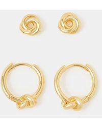 Accessorize - 2-Pack 14Ct-Plated Knot Stud & Hoop Earrings - Lyst