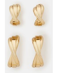 Accessorize - 2-Pack 14Ct-Plated Twist Stud & Hoop Earrings - Lyst