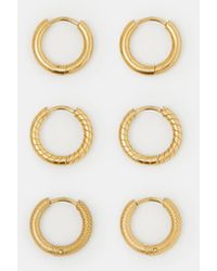 Accessorize - 3-Pack Stainless Steel Textured Hoop Earrings - Lyst