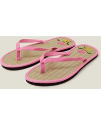 Accessorize - Women's Floral Embroidered Seagrass Flip Flops Pink - Lyst